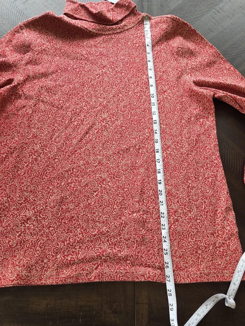 Vintage Red Paisley Mock Neck Top XXL Grandmacore Cottagecore Holiday